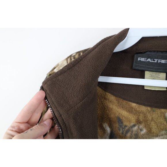 Vtg Y2K Streetwear Womens L Faded Realtreee Camouflage Half Zip Fleece Jacket - Picture 6 of 14